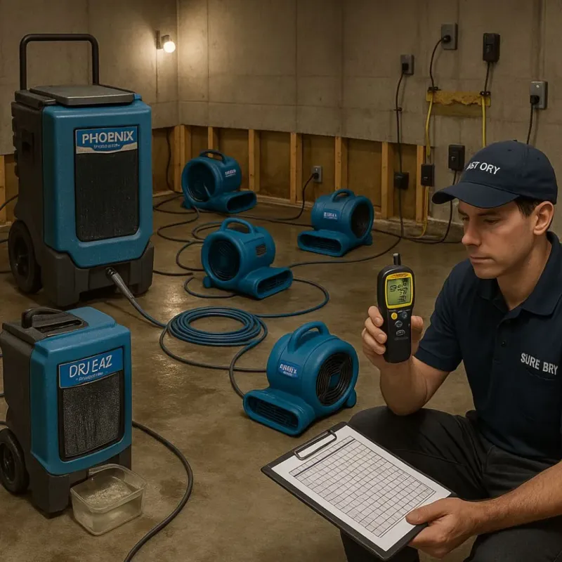 Structural Drying and Dehumidification process in South Yuba City, CA